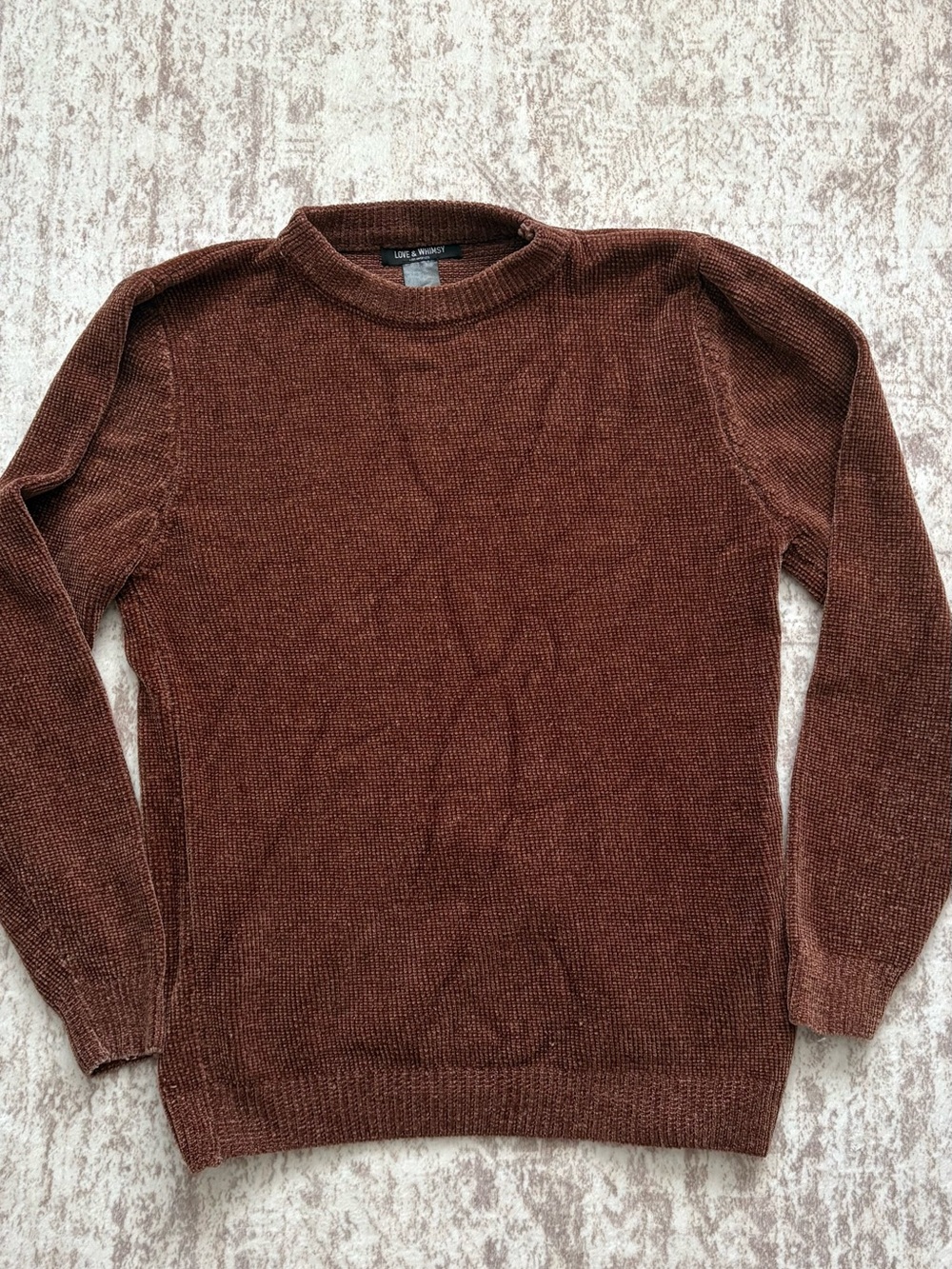 Love & whiskey Chestnut Brown velvet knit Sweater